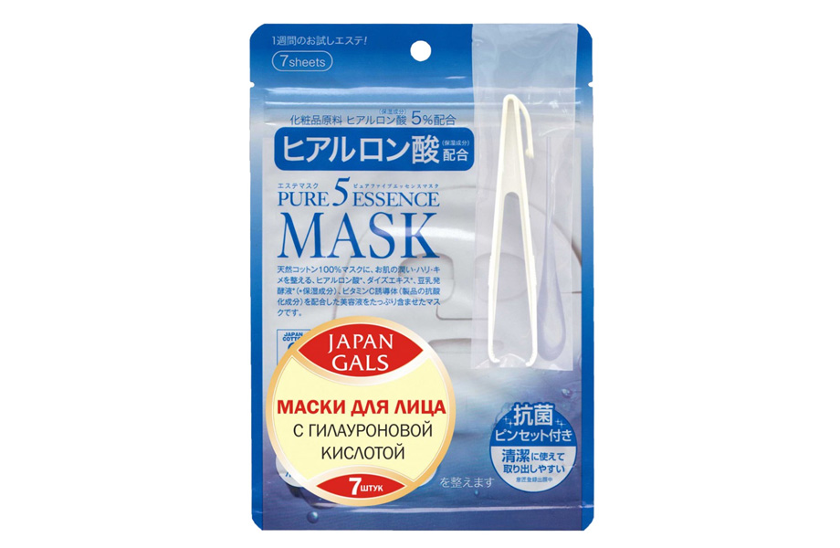 Маска с гиалуроновой кислотой, Japan Gals. Глубоко увлажняет кожу и возвращает здоровый цвет лица. Makeup.com.ua, 644 грн за 30 шт.