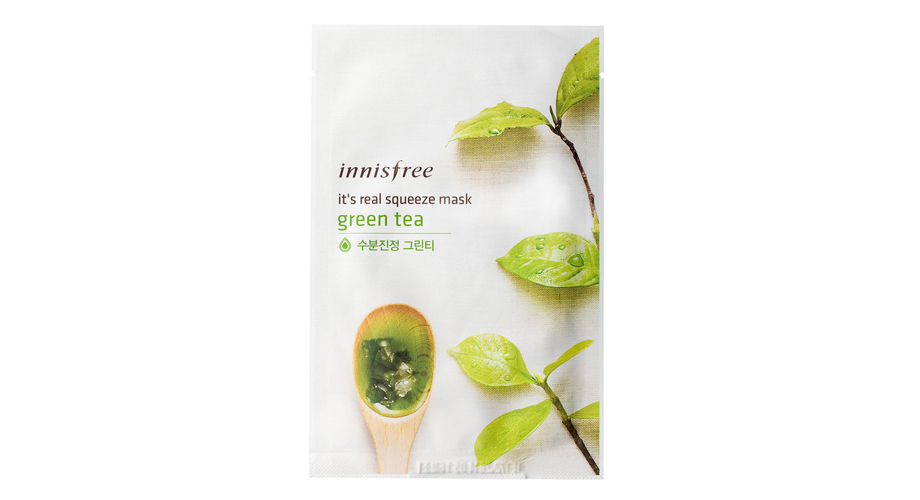 Маска для лица с зеленым чаем It’s Real Squeeze Mask (Green Tea), Innisfree. Yesstyle.com, $2,76