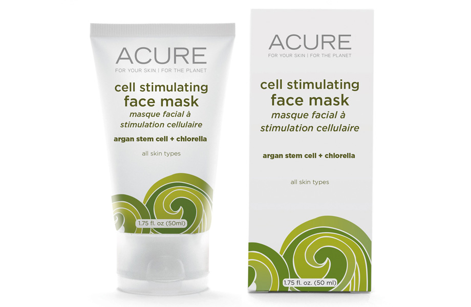 Cell Stimulating Facial Mask, Acure Organics. Маска на основе зеленой глины, плодов асаи, черники и водорослей со стволовыми клетками арганы. Очищает, придает коже упругость, делает ее свежей и сияющей. $8,49