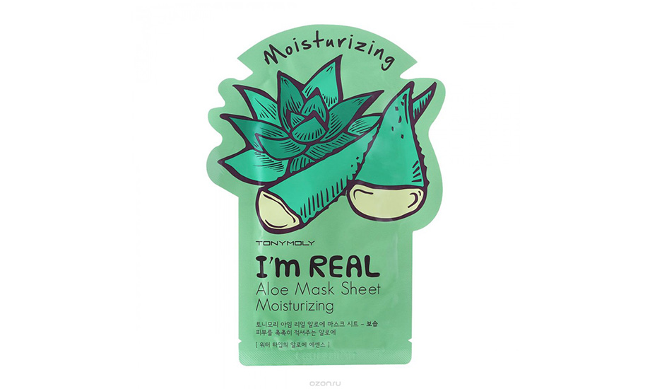 Тканевая маска для лица с алоэ Tony Moly I'm Real Aloe Mask Sheet