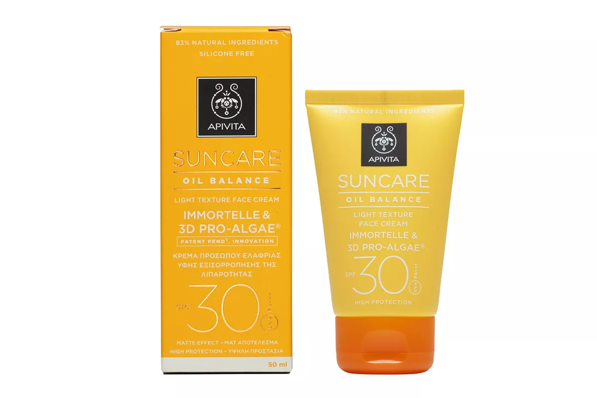 Apivita, Sun Care Oil Balance Light Texture Face Cream SPF 30