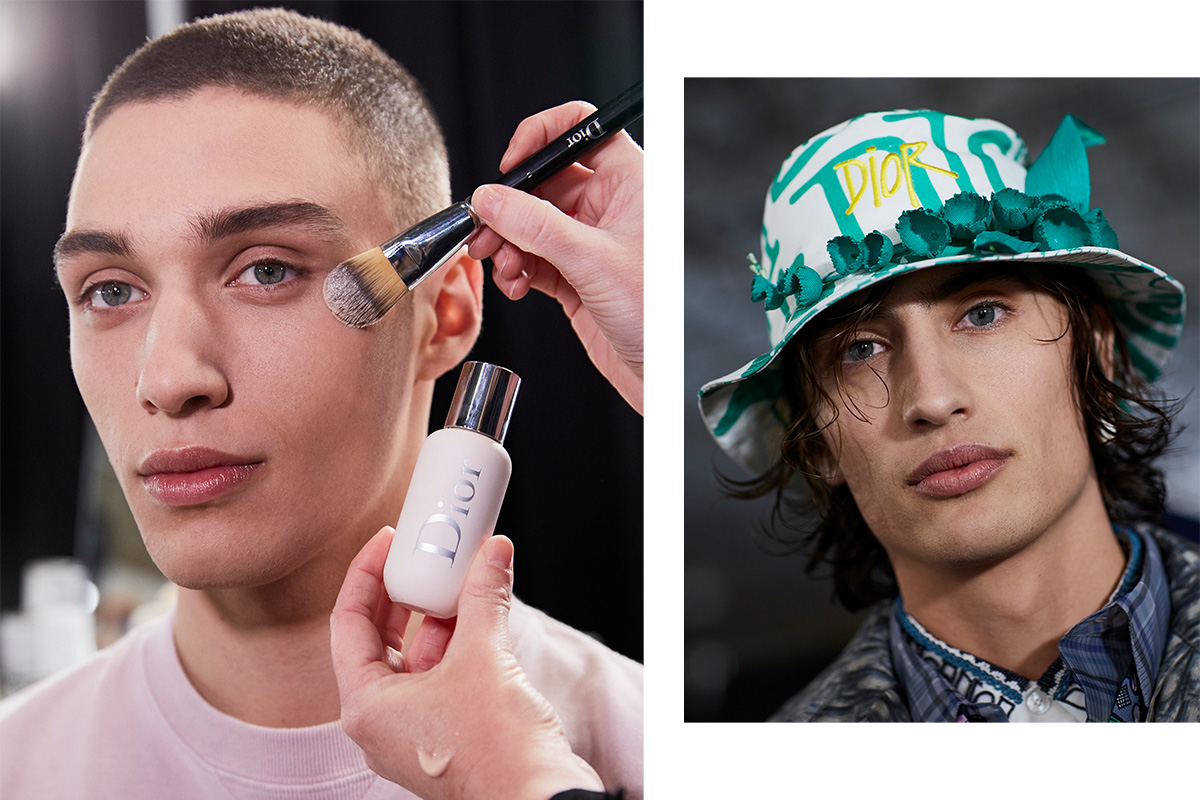 Мужской макияж на показе Dior Men pre-fall 2020