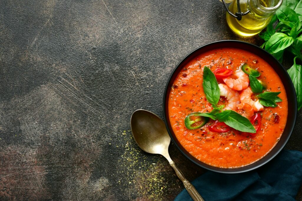 Холодный томатный суп  с креветками — пошаговый рецепт с фото