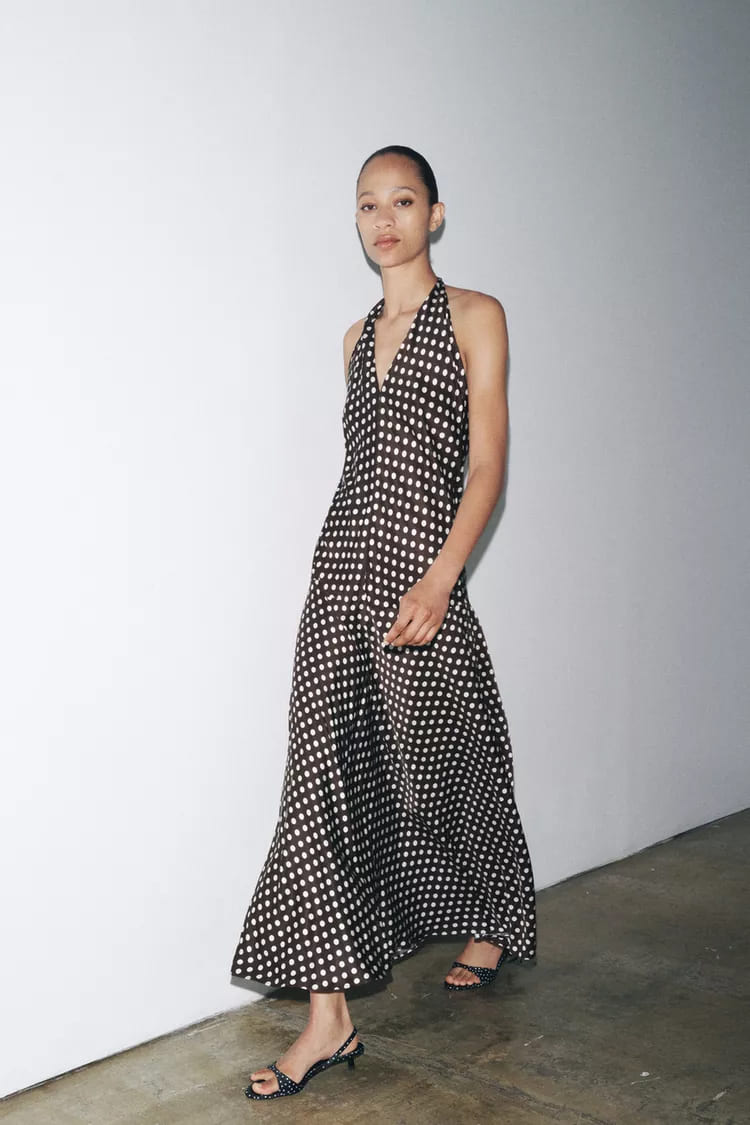 Zara, сукня ZW Collection у горох з коміром хальтер