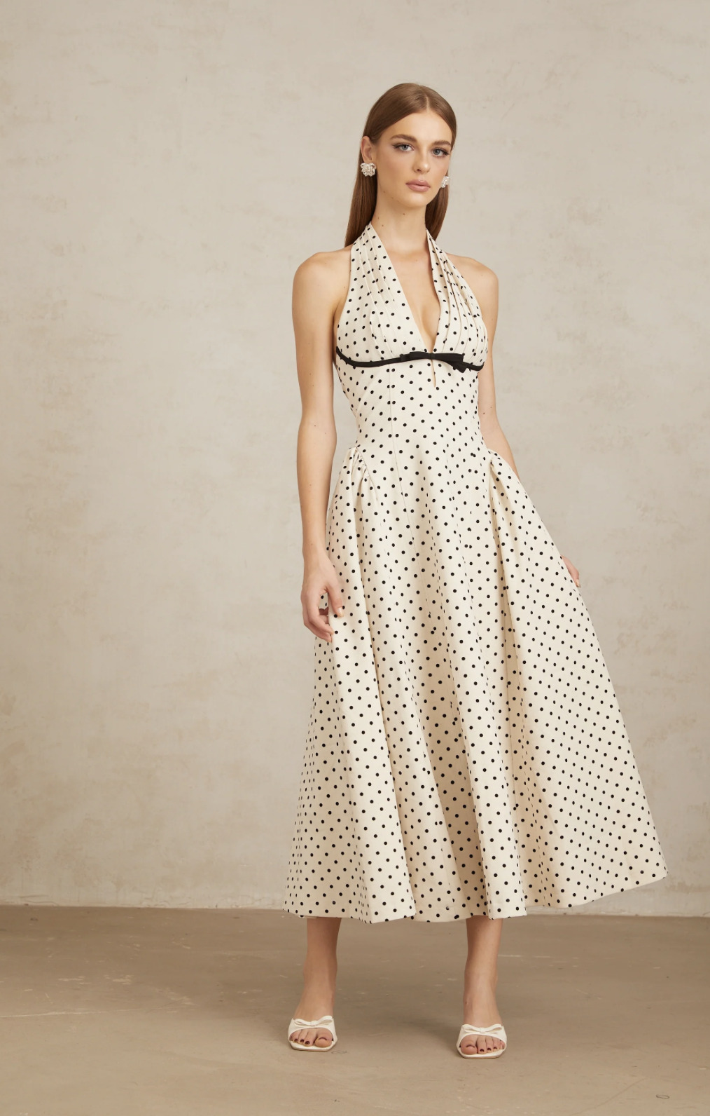 Miss Rosier, Gitane White Polka Dot Midi Dress
