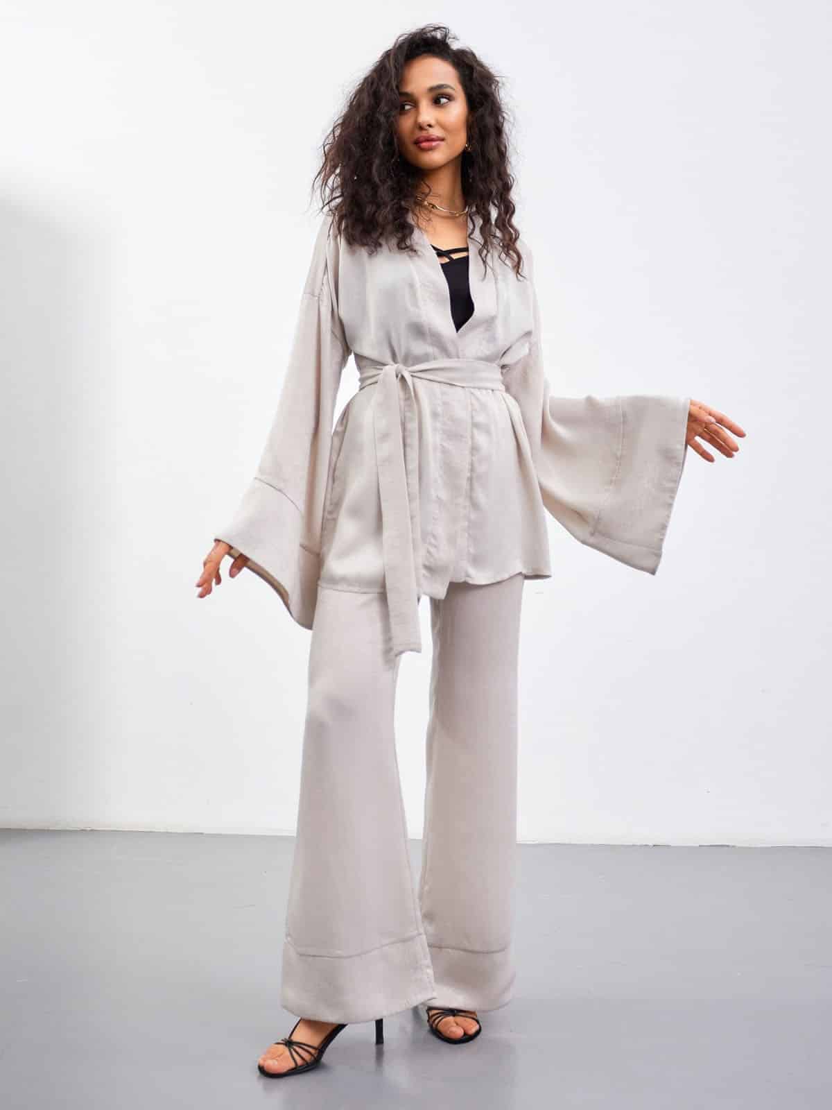 FashionSets, Шовковий костюм у піжамному стилі сірий
