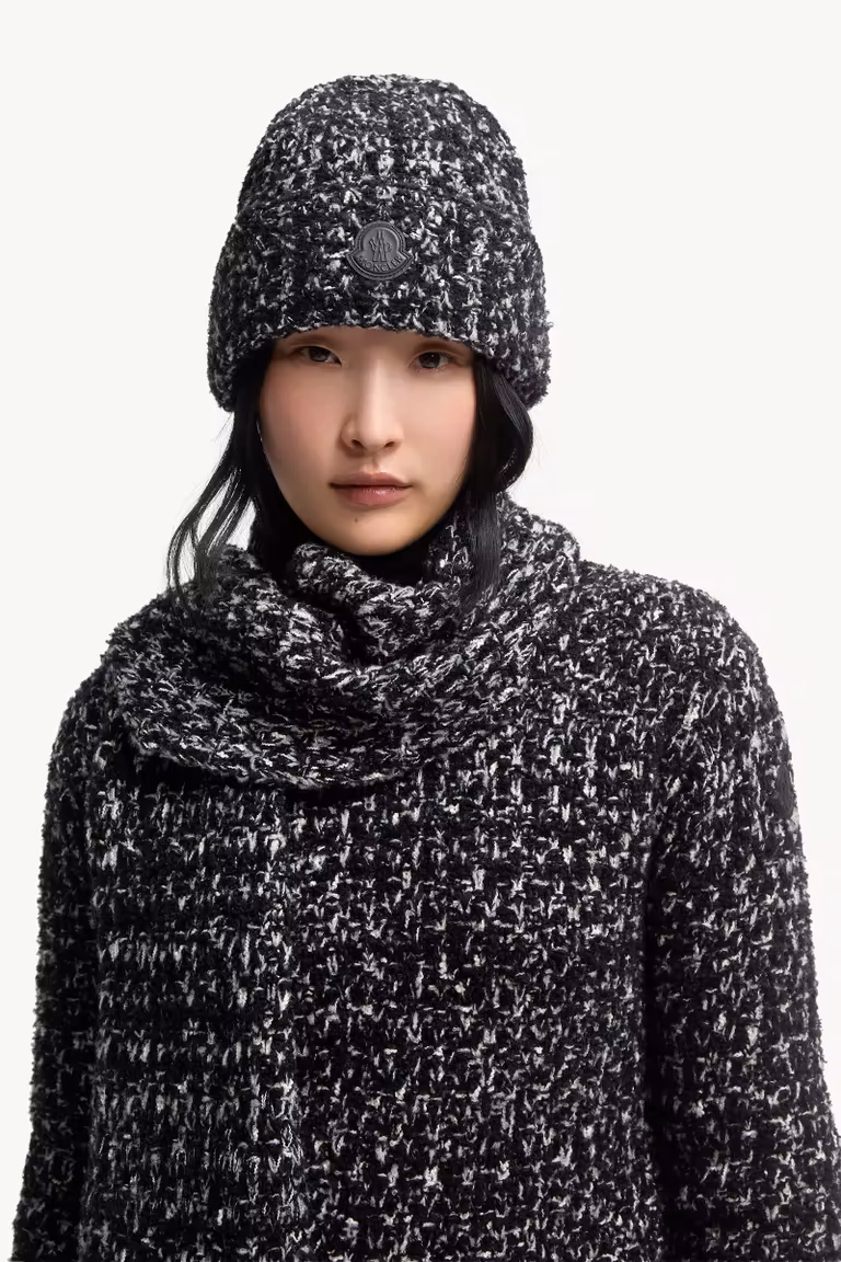 Moncler, Bonnet en Laine et Coton Mélangés