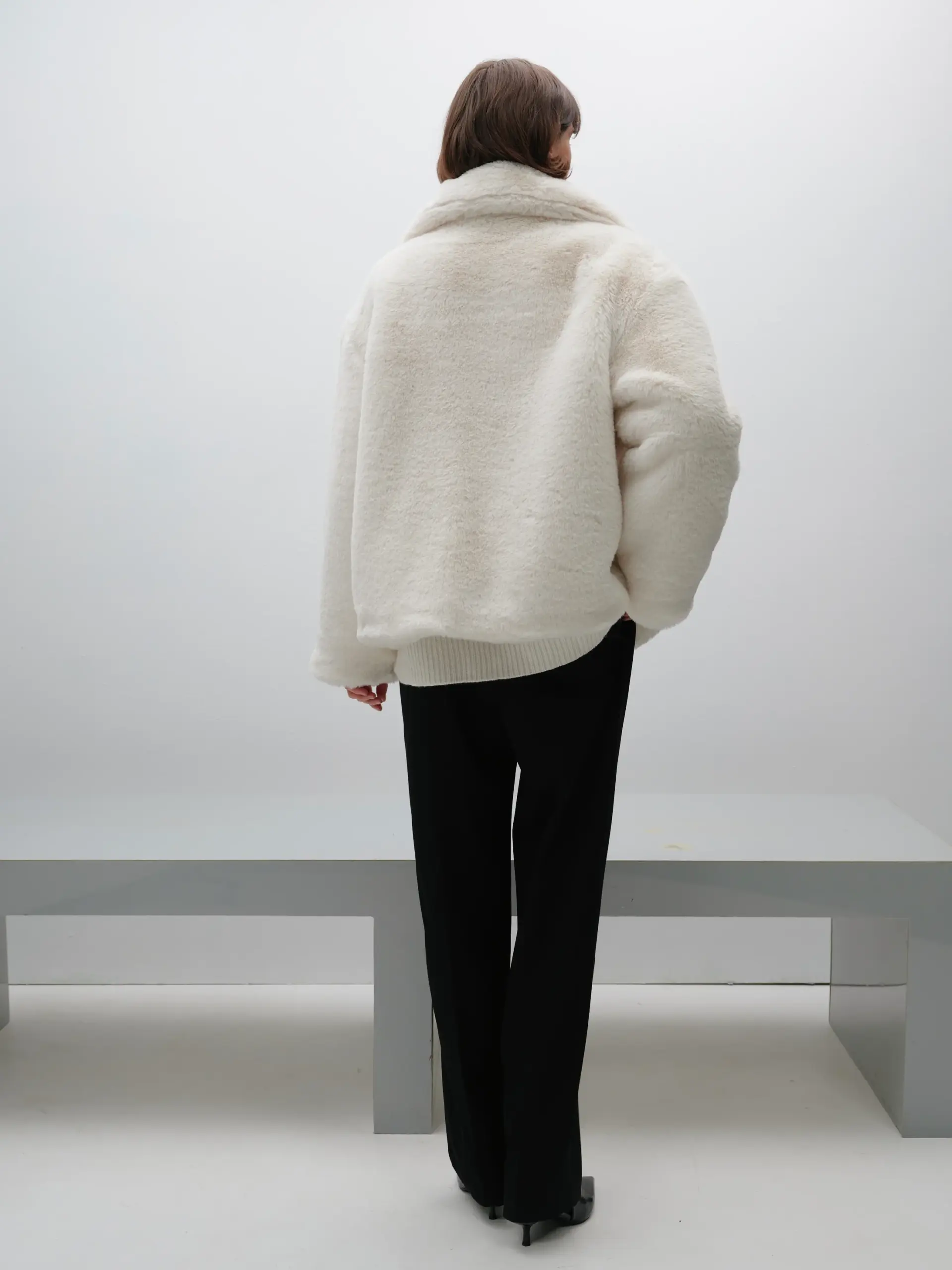 Cici Coco, молочна шуба з гладким хутром