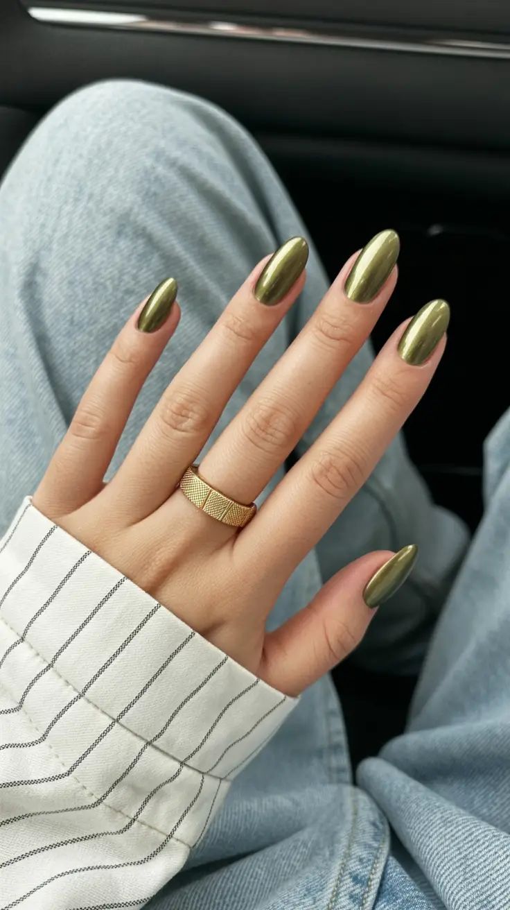 Манікюр оливкового кольору