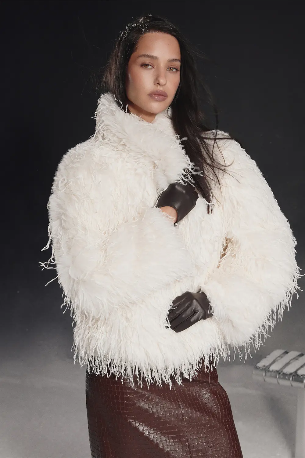 Papaya, укорочена шуба з екохутра