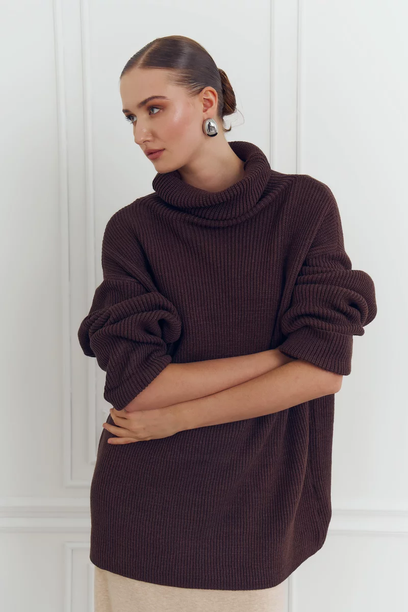Базовий оверсайз-светр у шоколадному відтінку, Gepur