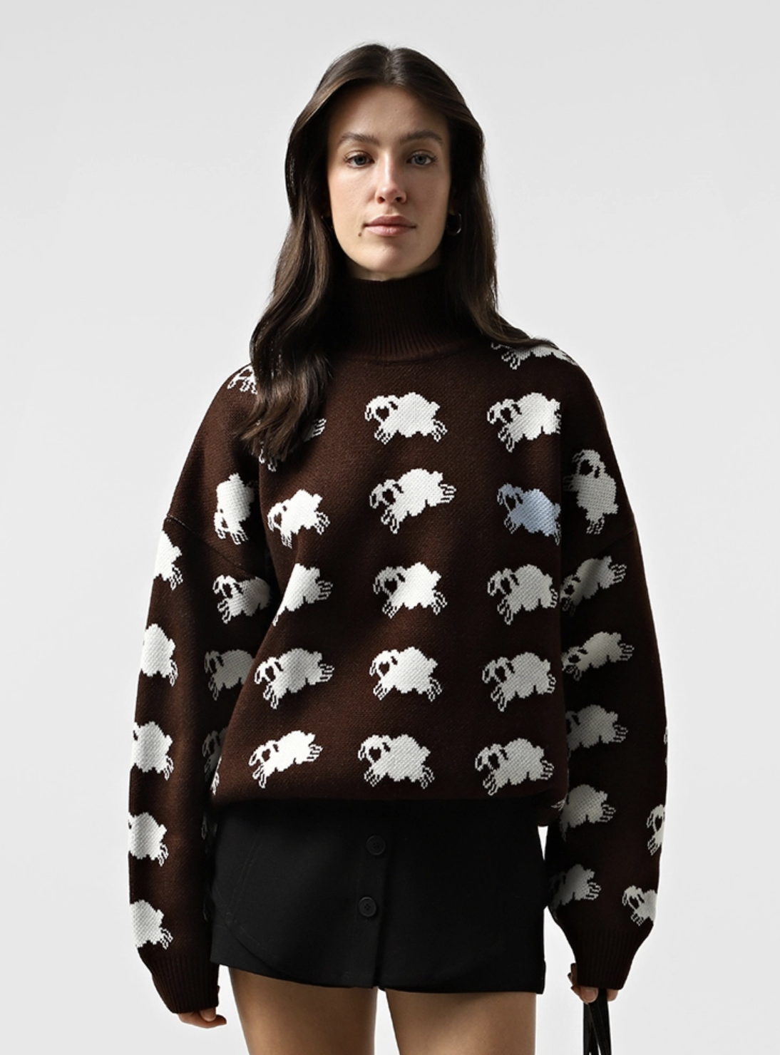 В’язаний светр «Овечки» коричневий, Cher17