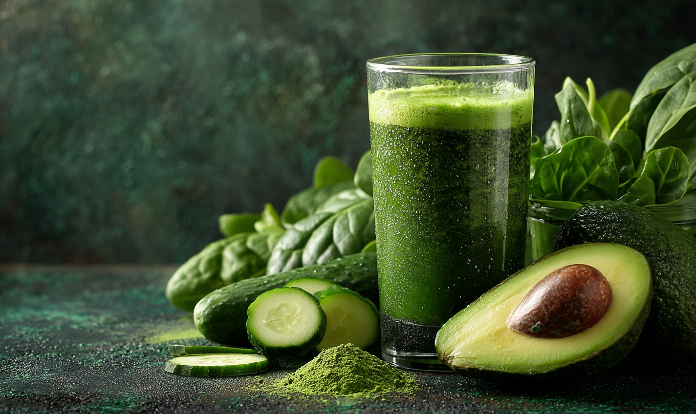 Зелений колагеновий смузі зі спіруліною