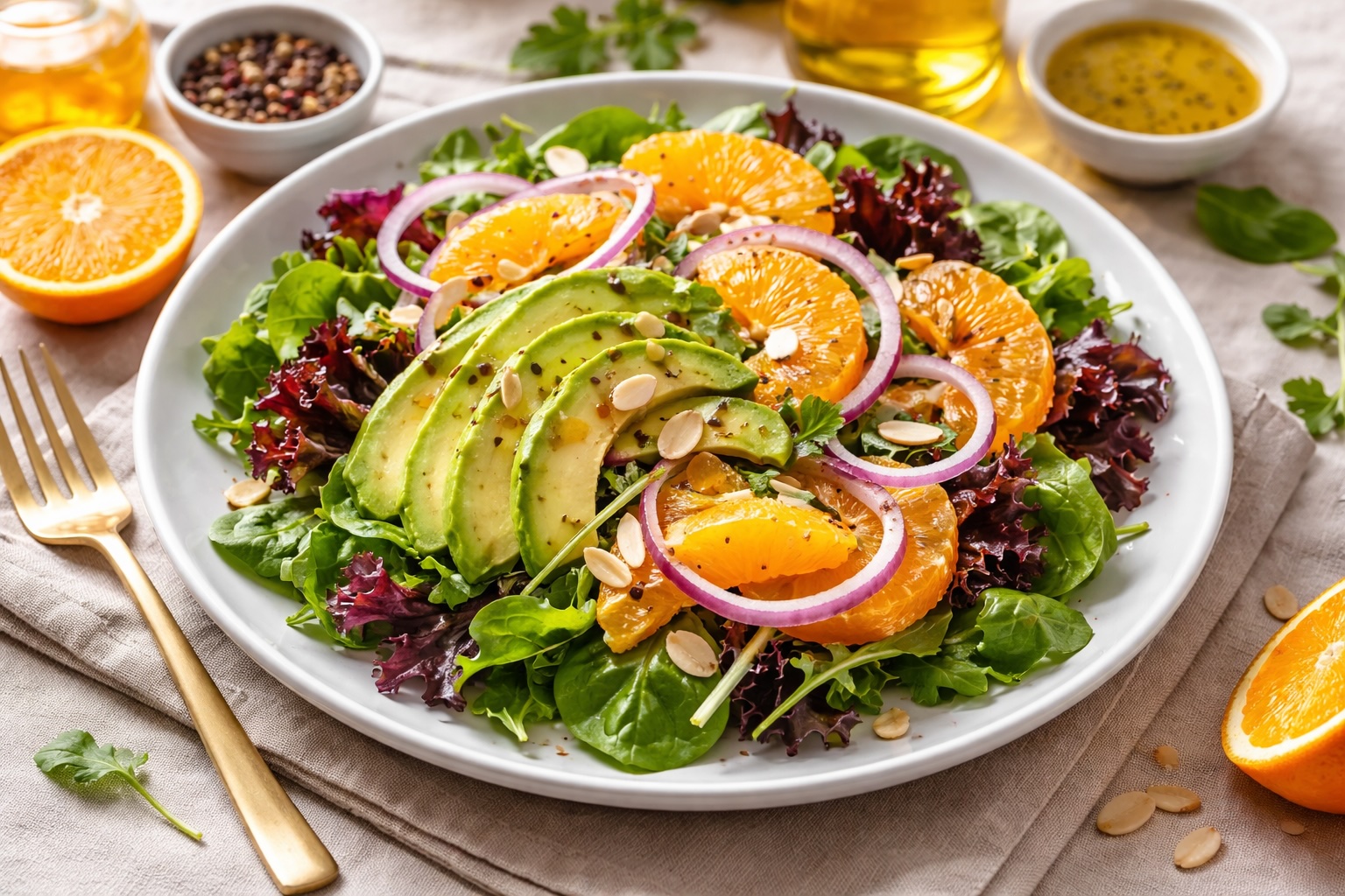 Салат з апельсинами й авокадо, рецепти смачних та корисних салатів,