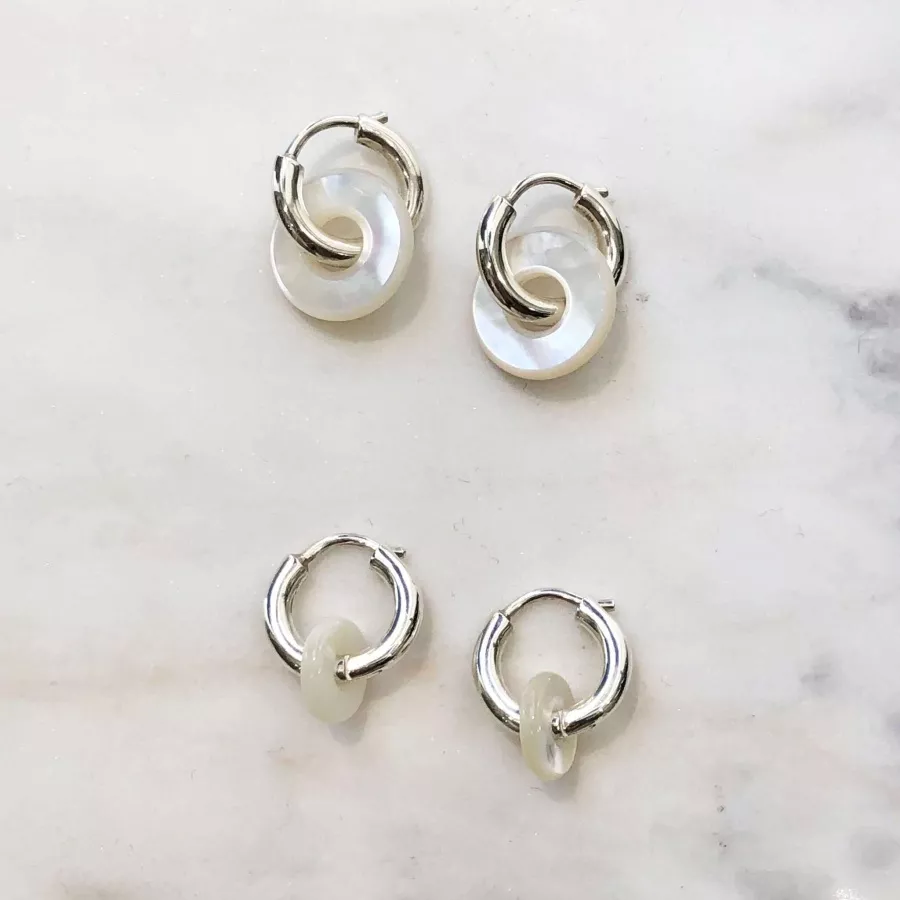 Starinsky Jewelry, Silver Hoops With a Pearl Pendant